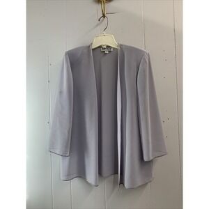 Karen Miller Blazer Jacket Size 12 Light Grey Beaded Dress Vintage Shoulder Pads